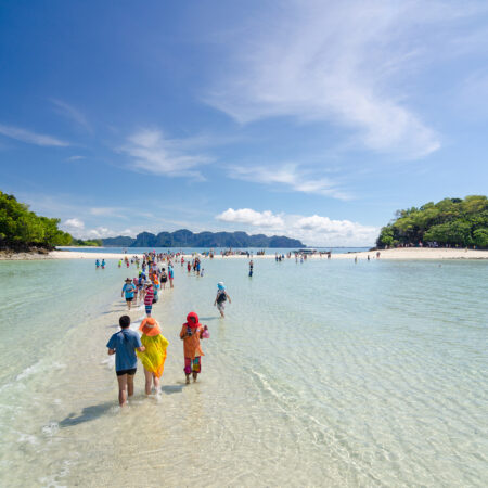 Beautiful sunny day at Koh Khai & Koh Porda of Krabi province in