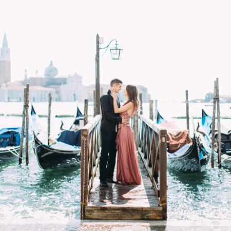 Couple on a honeymoon in Venice
