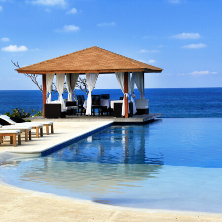 Pavilion and swimming pool in luxury resort